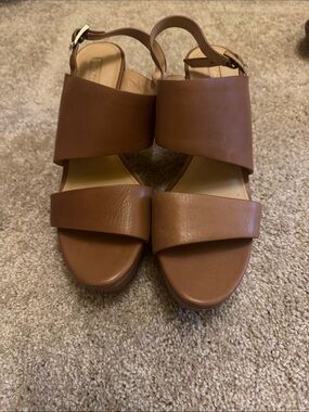 Women's Brown Leather Slingback Sandals